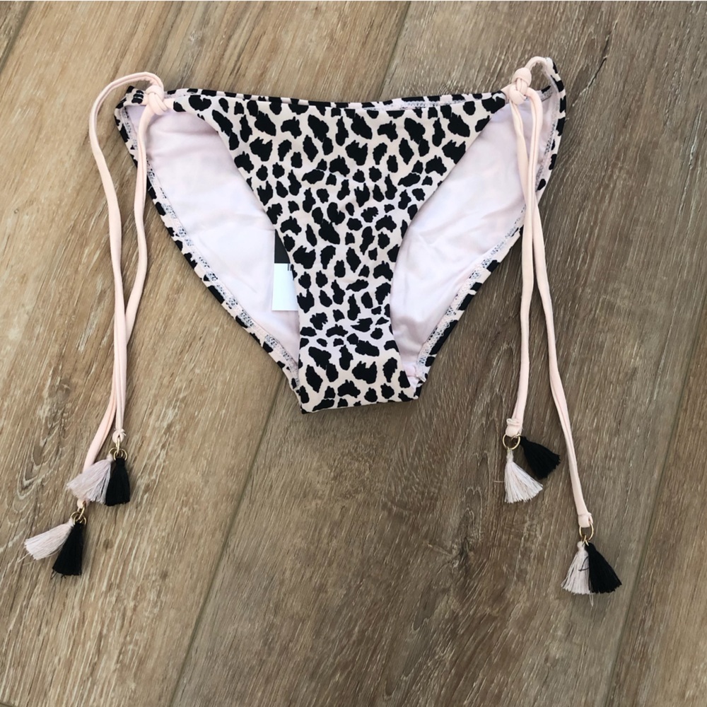 Topshop Trendy Cheetah Pink Black Bikini Bottoms With Side Ties SIZE 6 NEW